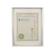 A silver Universal plastic document frame with a white mat.