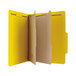 A yellow Universal letter size classification folder with white tabs and a white border.