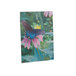 A Universal clear acrylic L-style freestanding picture frame holding a photo of a butterfly on a flower.