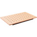 A natural wood Tablecraft double well cutting board with perforations.