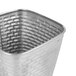 A Tablecraft stainless steel square fry cup with a handle.
