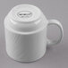 A Libbey bright white stacking mug with a handle.