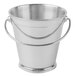 A stainless steel round mini serving pail with a handle.
