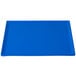 A cobalt blue rectangular cast aluminum tray with a white border.