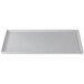 A natural cast aluminum rectangular tray with a white background.