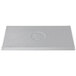 A natural cast aluminum rectangular cooling platter with a logo on it.