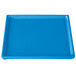 A sky blue rectangular cast aluminum cooling platter with a white border.