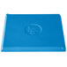A sky blue rectangular cast aluminum cooling platter with a blue surface.