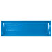A blue rectangular platter with a white stripe.