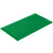A green rectangular cast aluminum cooling platter on a white background.