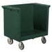A granite green plastic Cambro tray cart with wheels.