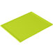 A lime green rectangular cast aluminum cooling platter on a white background.