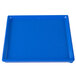 A blue rectangular cast aluminum cooling platter with speckles.