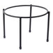 A Clipper Mill black powder coated iron round 1-tier pizza stand with two legs.