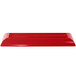 A red rectangular Tablecraft cast aluminum platter with a logo on it.