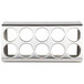 A stainless steel Steril-Sil countertop flatware organizer with ten cylinder-shaped holes.