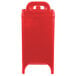 A red rectangular Cambro insulated soup carrier with a handle.