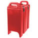 A red plastic container with handles.