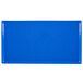 A blue rectangular cast aluminum cooling platter with a white background.