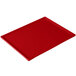 A red rectangular cast aluminum cooling platter on a white background.
