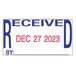 A blue Trodat stamp with the word "RECEIVED" and a date.