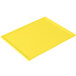 A yellow rectangular cast aluminum cooling platter on a white background.
