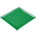 A green rectangular cast aluminum cooling platter with a white background.
