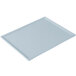 A gray rectangular cast aluminum tray with a Tablecraft CW2104GY gray rectangular tray on a white background.