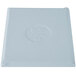 A gray cast aluminum rectangular cooling platter with a logo on it.