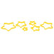 A group of yellow star shaped cookie cutters on a white background.