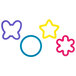 A group of colorful star and circle shaped Wilton cookie cutters.
