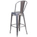 A silver metal Flash Furniture bar height stool with a vertical slat back.