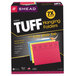 A box of Smead TUFF hanging folders with multi colored tabs.