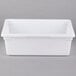 A white plastic food storage box with a lid.