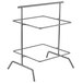 A Clipper Mill iron powder coated square 2 tier riser with white shelves.