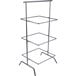 A gray powder coated iron square 3-tier riser.