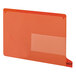A red rectangular Smead poly out guide with white label pockets.