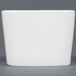A CAC white square china sauce cup with a black border.