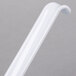 A close-up of a Thunder Group white melamine Asian soup spoon with a white plastic handle.