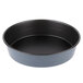 A black round pan with a black rim.