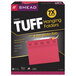 A black box of Smead TUFF hanging folders with white text.
