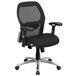 A black Flash Furniture office chair with mesh back and arms.