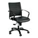 A Eurotech Europa black leather office chair with wheels.