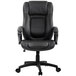 A Eurotech Pembroke black leather office chair with armrests and wheels.