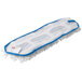A white and blue Rubbermaid Flow nylon hook and loop finishing pad for a wet mop.