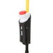 A black and yellow Rubbermaid spray mop with a red cap.