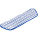 A blue and white Rubbermaid microfiber mop pad with hook and loop fasteners.