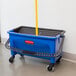 A Rubbermaid blue mop bucket with a handle.