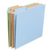 A row of Smead FasTab file folders in three different colors.