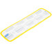 A white and yellow Rubbermaid HYGEN microfiber wet mop pad with a blue hook and loop attachment.